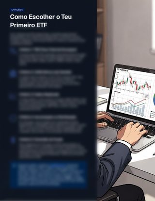 Capítulo: Como Escolher o Teu Primeiro ETF, com o conteúdo desfocado
